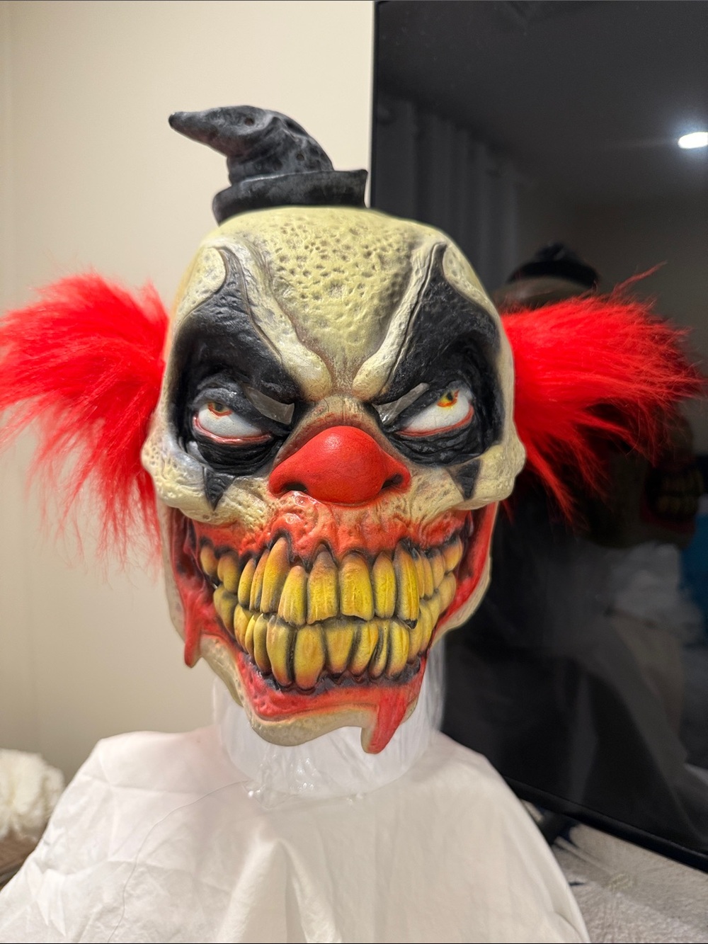 Scary Red Clown Mask teen/adult Costume - Horror Face Mask